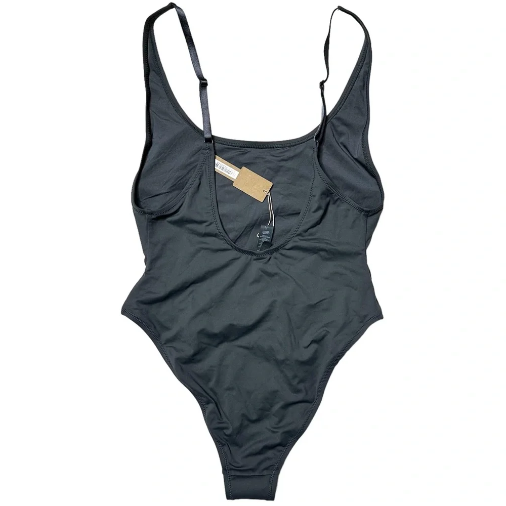 NWT Skims Signature Swim Scoop Neck One-Piece Swimsuit in Gunmetal Women’s L, 3X